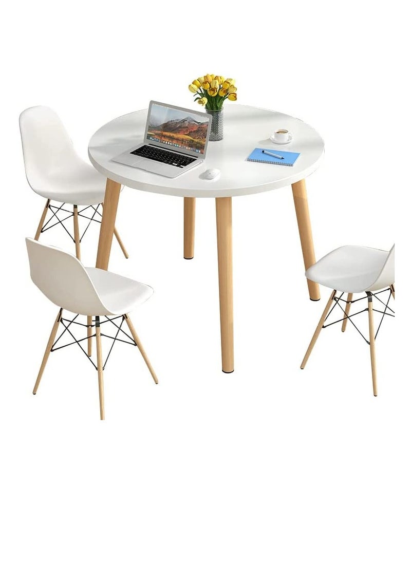 Modern Dining Table，Wood Rectangle Table，Kitchen Table with Solid Wooden Legs(Round-80cm)