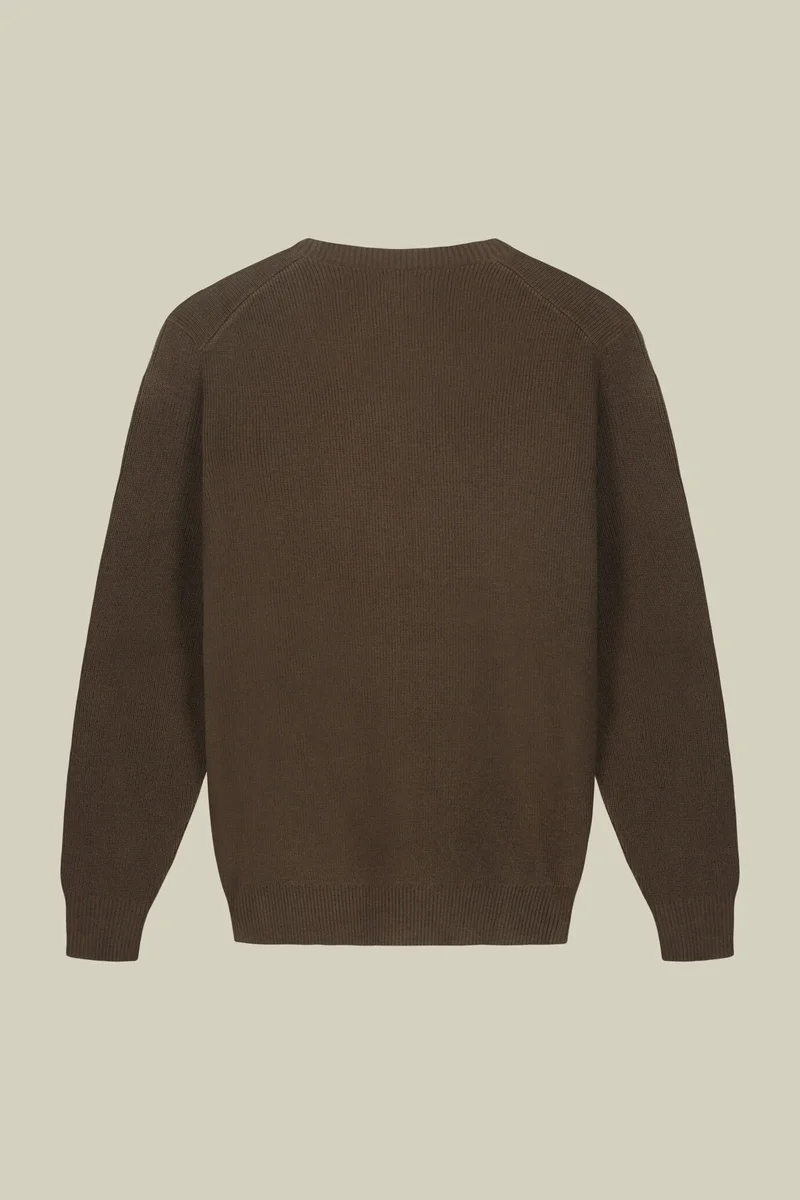 دوبل غانغر Men's ribbed knit crew neck jumper - Bordeaux