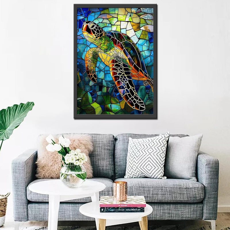 Tucocoo Jigsaw Puzzles 1000 Pieces for AdultsSea Turtle Glass Style Hardboard PuzzleChallenging Puzzle Perfect for Game NightsDIY Home Wall DecorArt Puzzles Colorful Stained Glass Sea Turtle 27 x 20 - Image 4