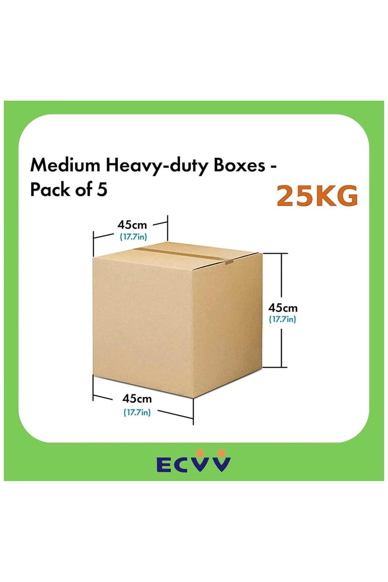 ECVV 10 Pack Medium Double Wall 100% Recyclable Corrugated Cardboard Moving Boxes with 25 KG Capacity | 45 x 45 x 45 cm | Brown Carton Boxes for Packaging, Shipping and Storage, 5 ply | Brown - Image 2