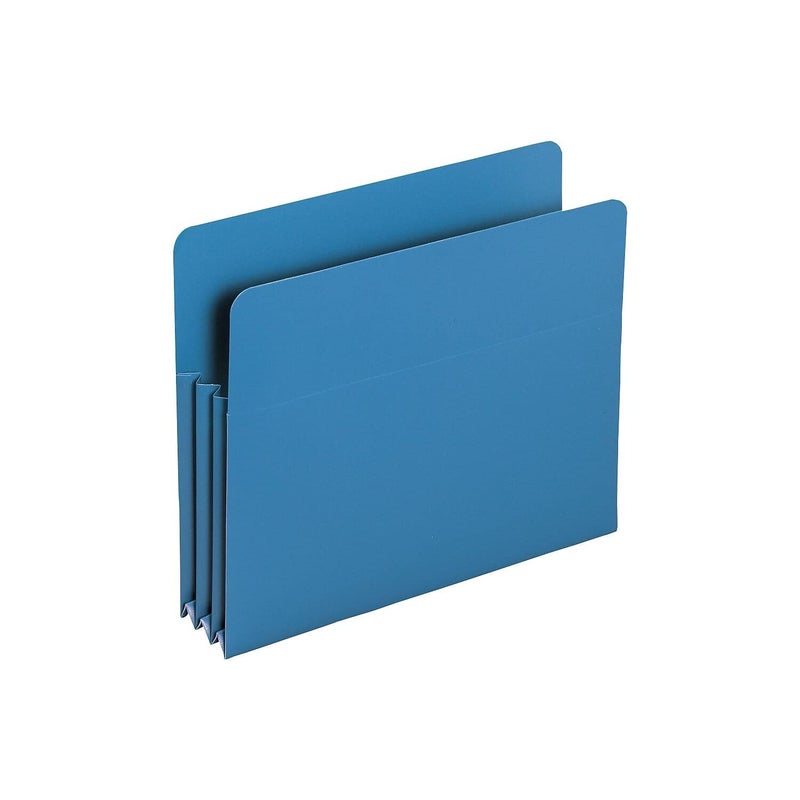Smead Poly File Pocket, Straight-Cut Tab, 3-1/2" Expansion, Letter Size, Blue, 4 per Box (73503) - Image 2