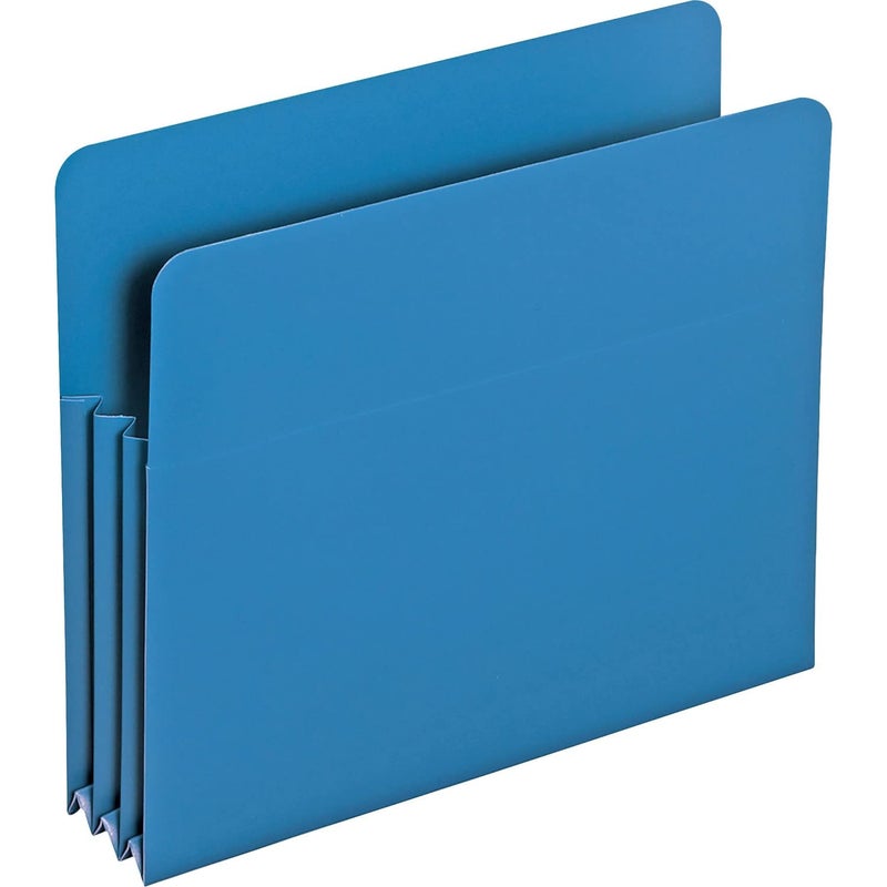Smead Poly File Pocket, Straight-Cut Tab, 3-1/2" Expansion, Letter Size, Blue, 4 per Box (73503) - Image 1