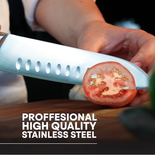 Masterchef طقم سكاكين ماستر شيف مع حقيبة، طقم سكاكين مع 5 سكاكين مطبخ احترافية لجودة الطهي المنزلي، شفرات من الفولاذ المقاوم للصدأ عالي الكربون ومقابض مثبتة بثلاثة مسامير - Image 3