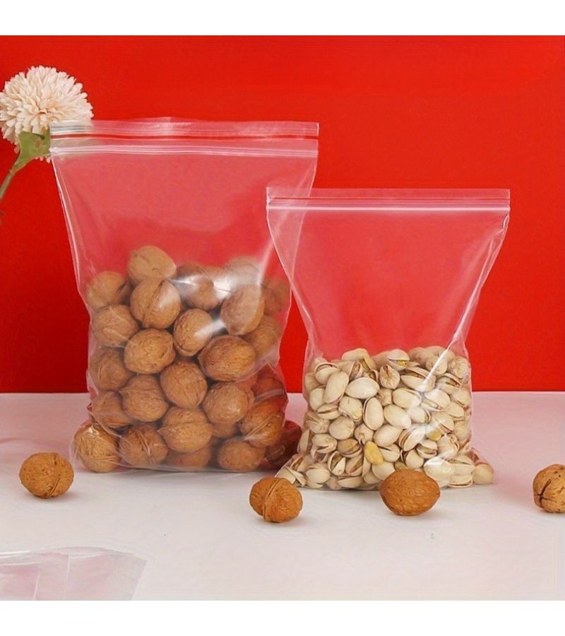 Transparent Resealable Plastic Bags With Red Edges 200pcs 23cm By 33cm Portion Sealing Bags For Food And Other Items - Image 3