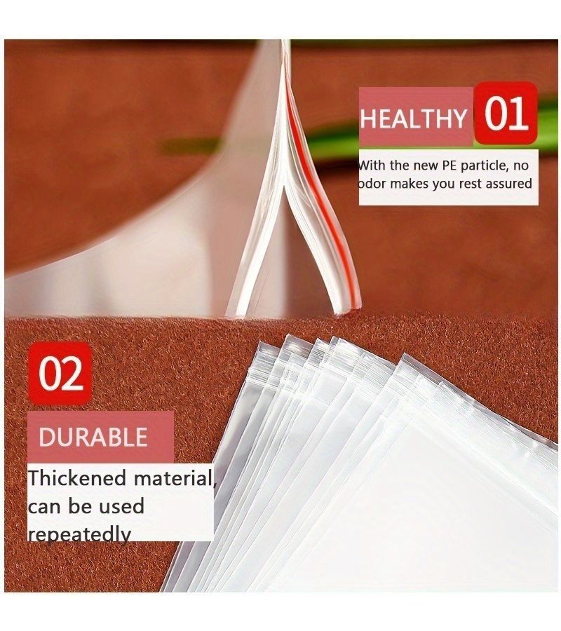 Transparent Resealable Plastic Bags With Red Edges 200pcs 23cm By 33cm Portion Sealing Bags For Food And Other Items - Image 4