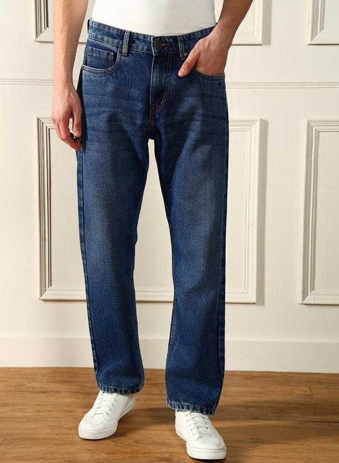 Dennis Lingo Mid Rise Relaxed Fit Light Fade Jeans by Styli - Image 1