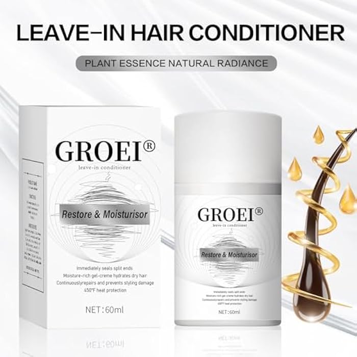 Leave-In Hair Conditioner for Dry & Damaged Hair – No Rinse Deep Moisturizer with Coconut & Almond Oil, Repairs Split Ends (1PC) - Image 2