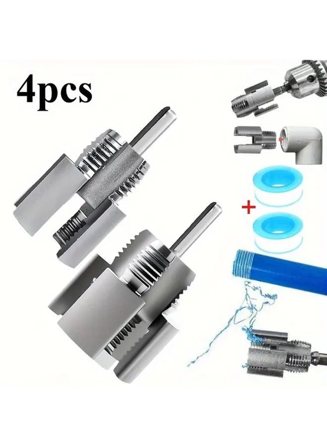 4 Piece High Quality Pipe Threading Tool Kit Dual Function PVC Plastic 1 2 3 4 Inch - Image 1