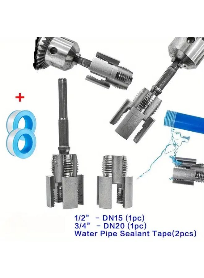 4 Piece High Quality Pipe Threading Tool Kit Dual Function PVC Plastic 1 2 3 4 Inch - Image 3