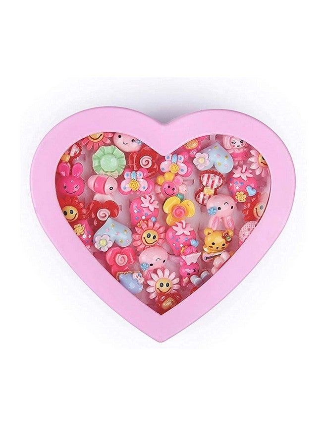 MANODHRUVA MANODHRUVA 36 Pcs Little Girls Adjustable Finger Rings with Heart Shape Box, Random Styles  - Image 5