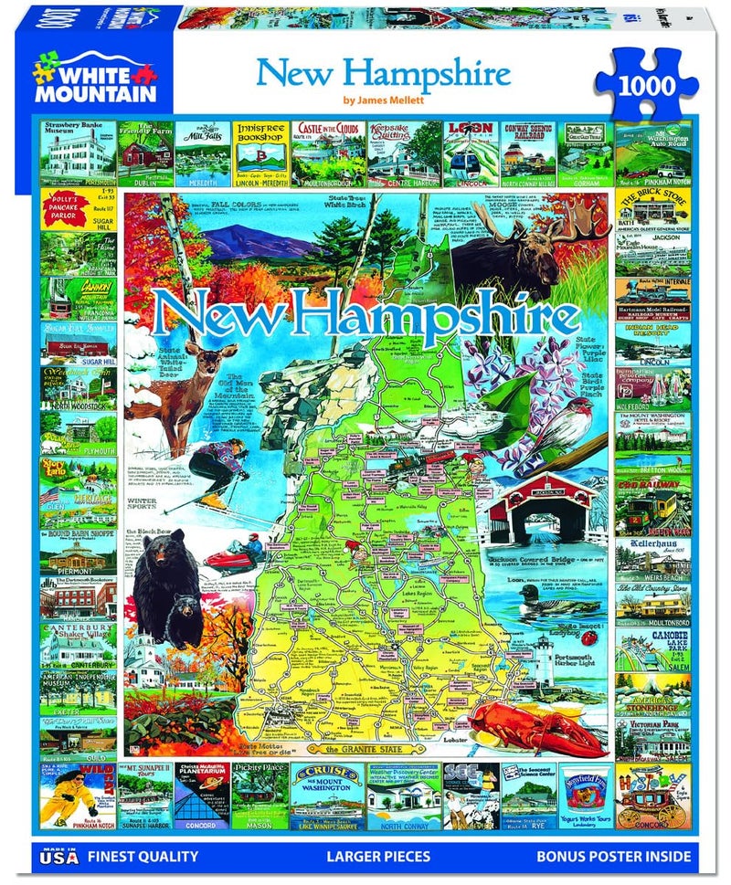 White Mountain Puzzles Best of New Hampshire - 1000 Piece Jigsaw Puzzle - Image 2