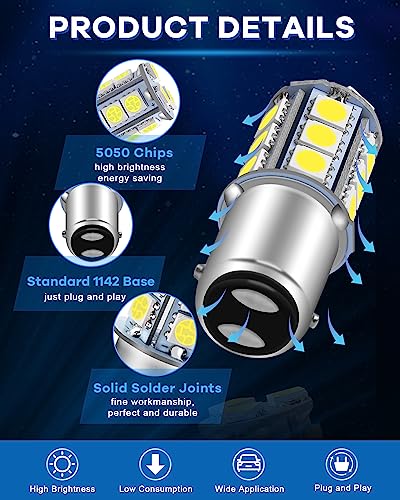 Alopee 12pcs 1142 LED Bulb DC 12 Volt 1076 LED Bulb for RV Bright White 1004 LED Bulb Double Contact Bayonet Socket RV Camper Lights Trailer Boat Lights 5050 18SMD - Image 3