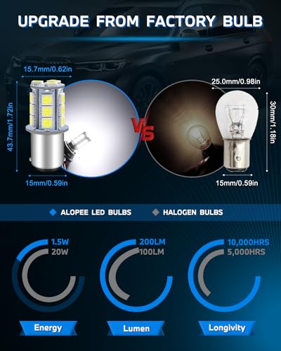 Alopee 12pcs 1142 LED Bulb DC 12 Volt 1076 LED Bulb for RV Bright White 1004 LED Bulb Double Contact Bayonet Socket RV Camper Lights Trailer Boat Lights 5050 18SMD - Image 5