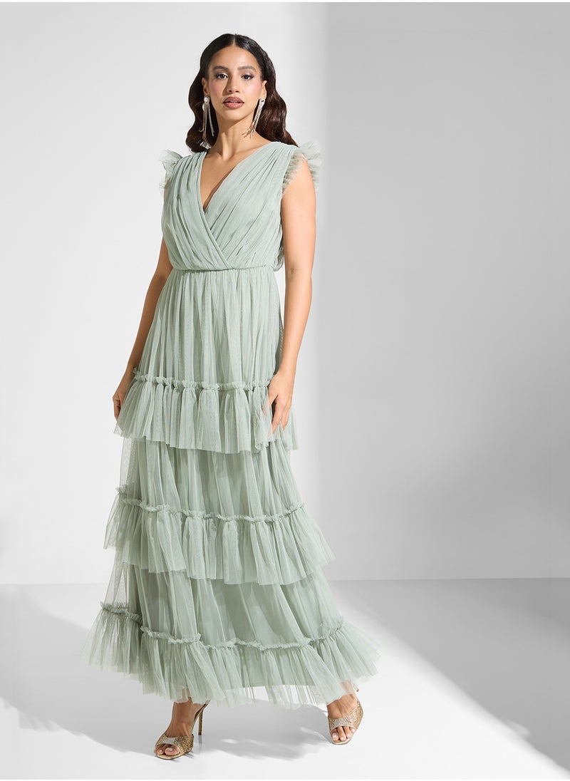 Anaya With Love Ruffle Detail Tiered Wrap Dress  - Image 1