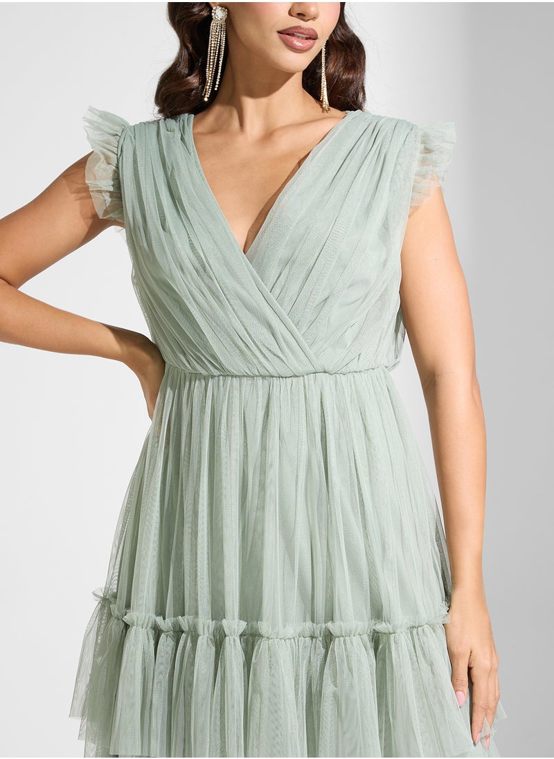 Anaya With Love Ruffle Detail Tiered Wrap Dress  - Image 3