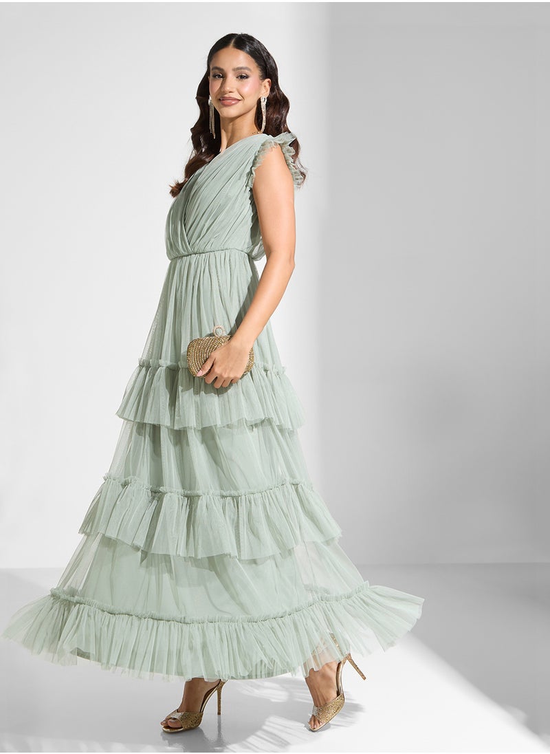 Anaya With Love Ruffle Detail Tiered Wrap Dress  - Image 4