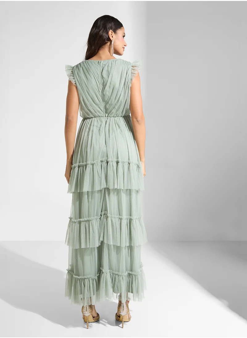 انايا ويذ لوف Ruffle Detail Tiered Wrap Dress