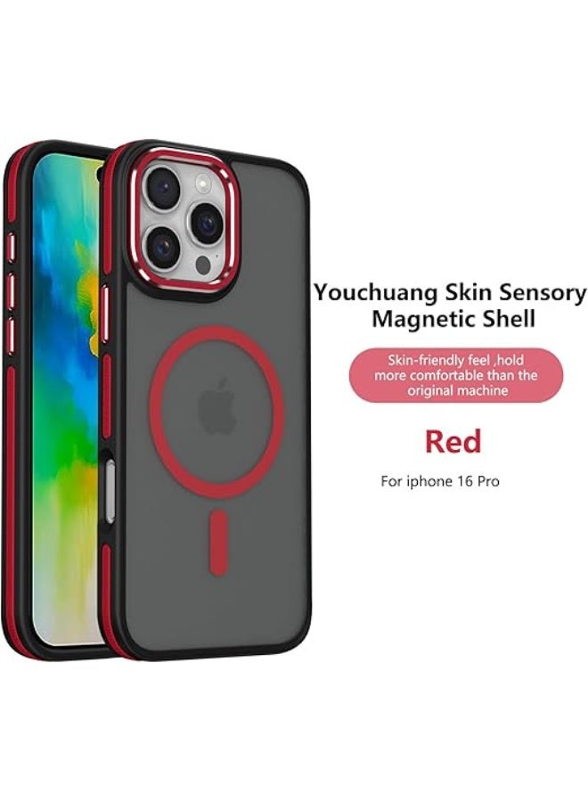 Case Compatible with Magsafe, iPhone 16 Pro Max Phone Case,Translucent Matte Back Slim Magnetic Case for iPhone 16 Pro Max 6.9" (Red) - Image 2