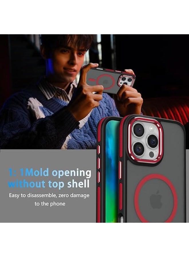 Case Compatible with Magsafe, iPhone 16 Pro Max Phone Case,Translucent Matte Back Slim Magnetic Case for iPhone 16 Pro Max 6.9" (Red) - Image 4