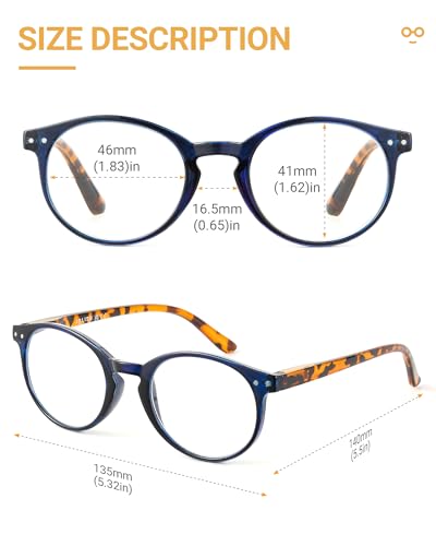 JOLISU 5 Pack Reading Glasses For Women/Men-Blue Light Blocking Computer Reader W/Round Frame - Retro Clear Lens Fake Eyeglasses（1.25） - Image 3