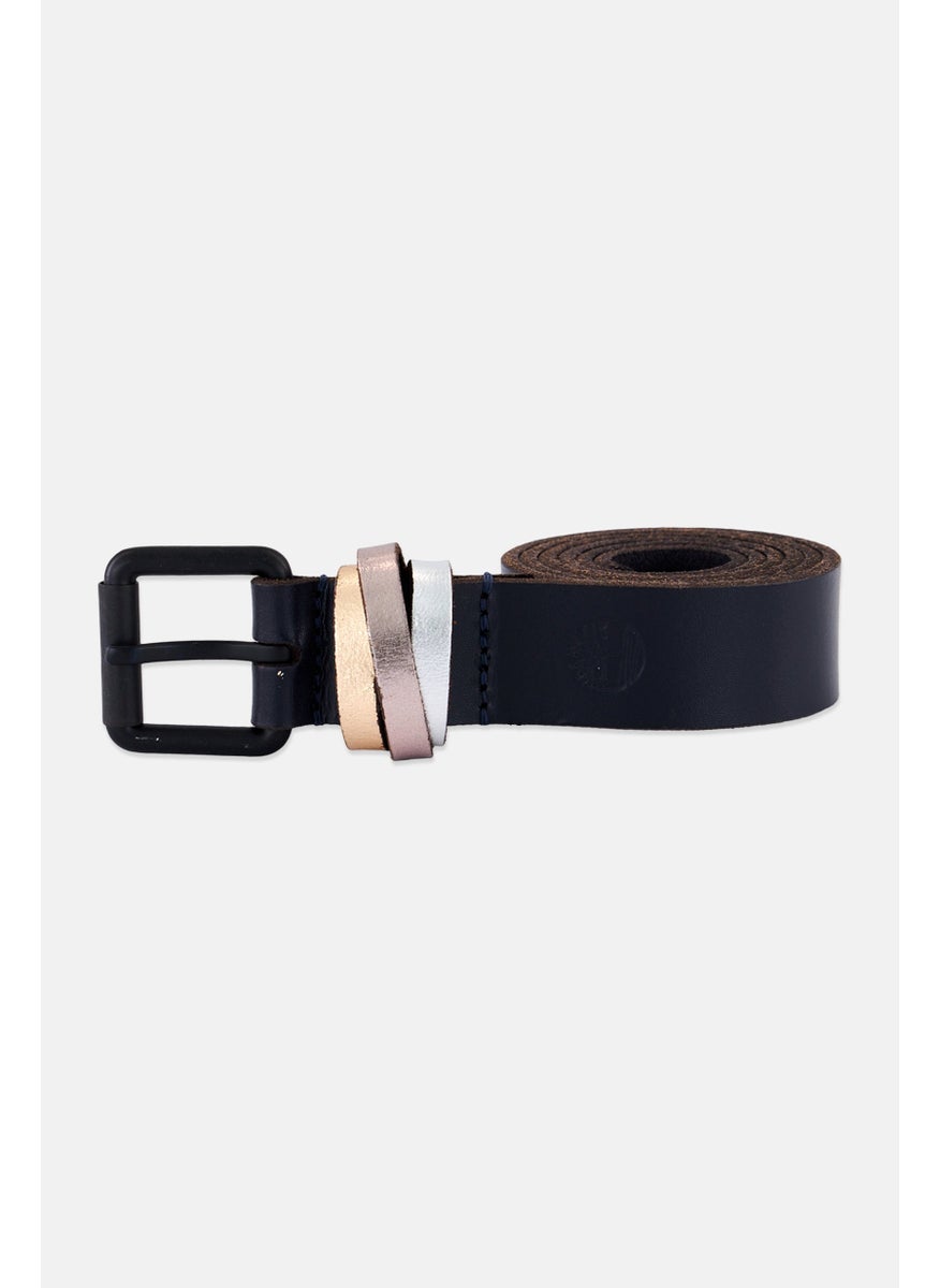 Timberland Women Plain Cross Keeper Leather Belt, Midnight Blue  - Image 1