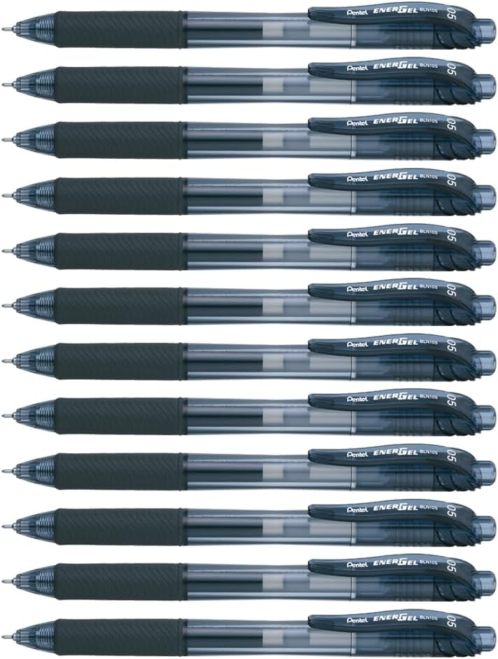 Pentel EnerGel-X Retractable Liquid Gel Pen 0.5mm Needle Tip Black Ink, Box of 12 (BLN105-A) - Image 1