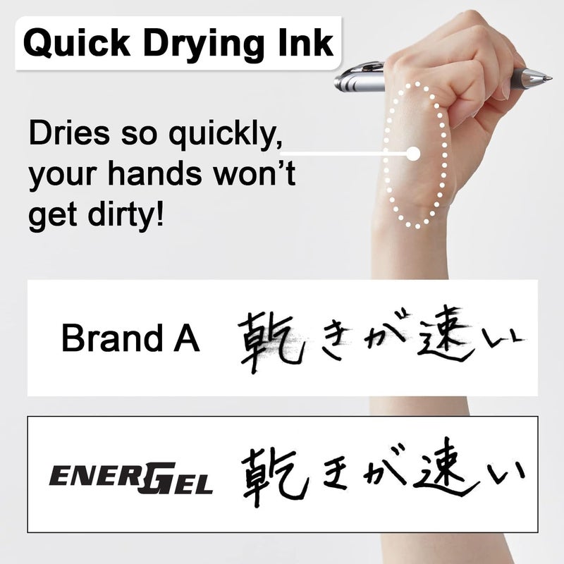 Pentel EnerGel-X Retractable Liquid Gel Pen 0.5mm Needle Tip Black Ink, Box of 12 (BLN105-A) - Image 2