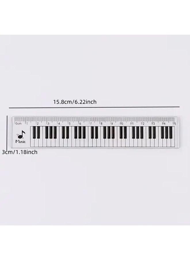 Black White Piano Key Rulers 6 Inch Acrylic Measuring Tools With Musical Notes - Image 3