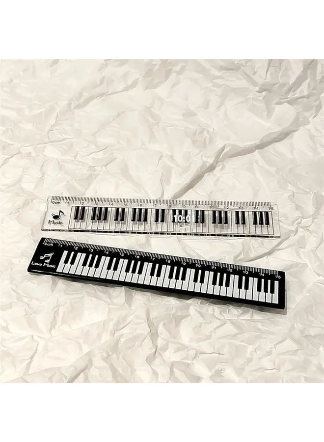 Black White Piano Key Rulers 6 Inch Acrylic Measuring Tools With Musical Notes - Image 5