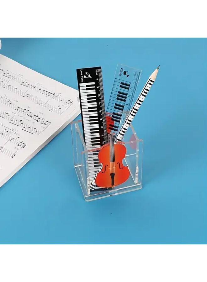 Black White Piano Key Rulers 6 Inch Acrylic Measuring Tools With Musical Notes - Image 4