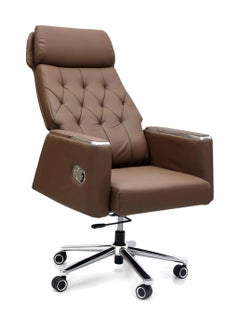 KARNAK Boss Executive Office Chair Steel Structure PU Leather 360° Swivel Desk Gaming Chair High Back & Adjustable Height Computer Table Chair Soft Foam Gaming Study Chair Brown  - Image 3