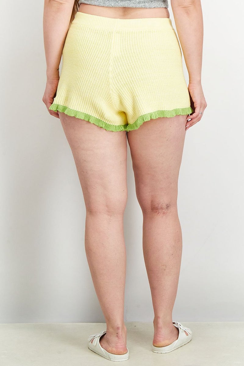 Reserved Women Textured Pull On Shorts, Yellow - Image 4