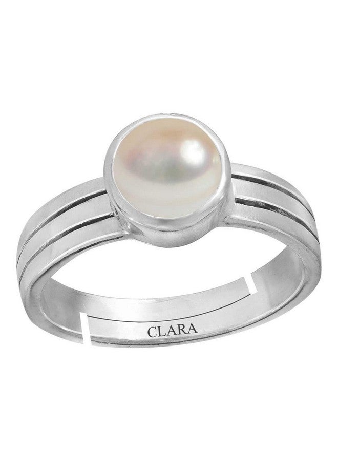 Clara Pearl Moti 5.25ratti stone Silver Adjustable Ring for Women - Image 1