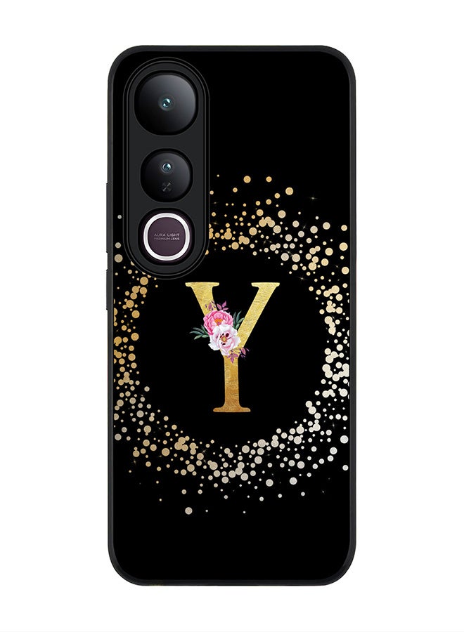 Stylizedd For vivo V50 Lite Case,Slim fit Camera Protection, Shockproof Thin Phone cover  - Custom Monogram Floral - Y ( Black )