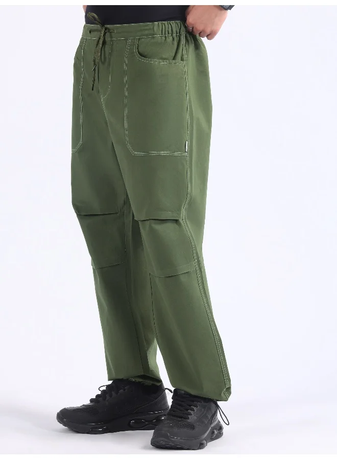Beyoung Sage Green Double Pleated Cargo Joggers