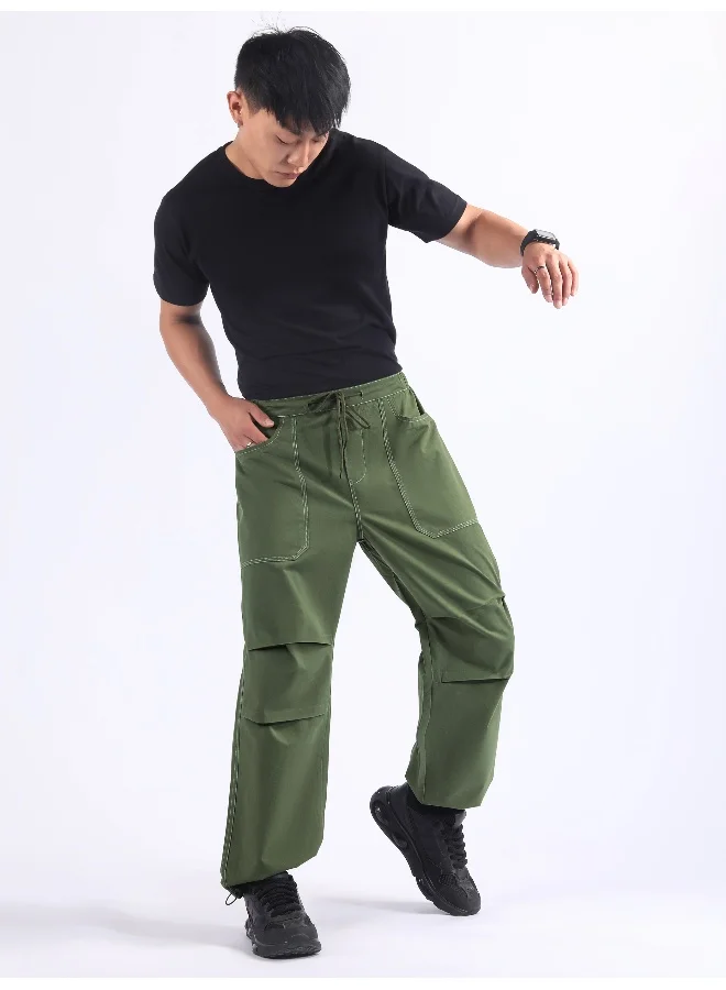 Beyoung Sage Green Double Pleated Cargo Joggers
