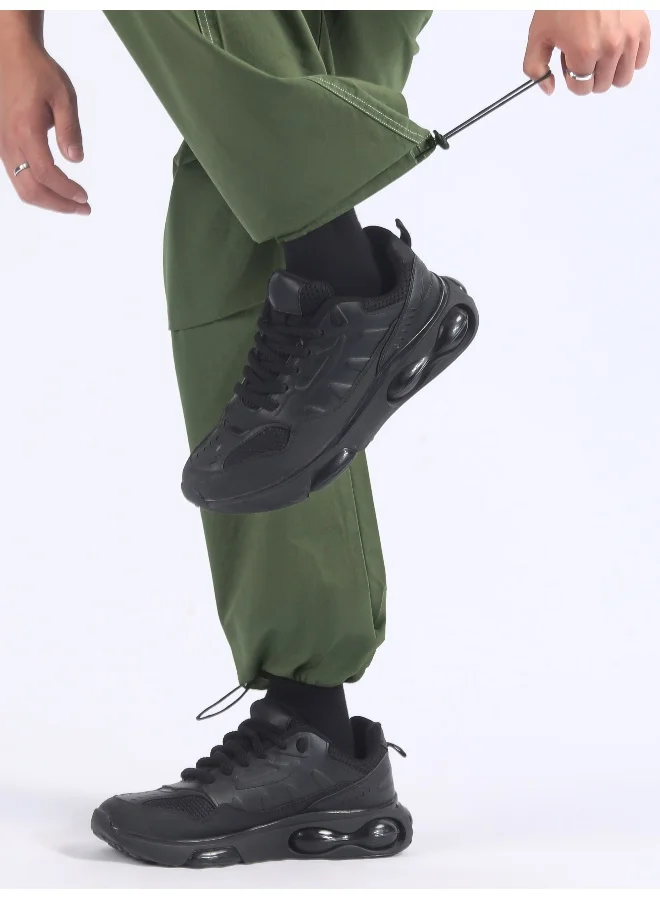 Beyoung Sage Green Double Pleated Cargo Joggers