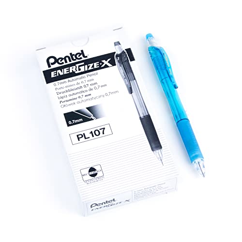 Pentel EnerGizex Mechanical Pencil 07mm Sky Blue Barrel Box of 12 PL107S - Image 1