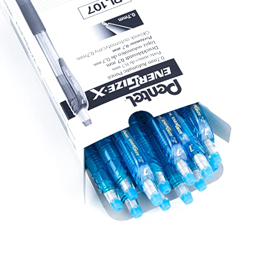 Pentel EnerGizex Mechanical Pencil 07mm Sky Blue Barrel Box of 12 PL107S - Image 3