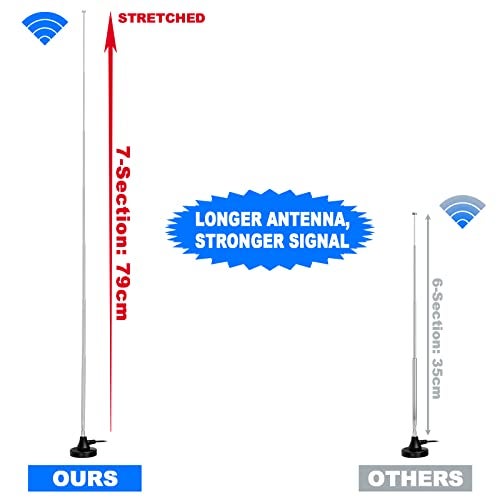 Bingfu Strong Magnetic Base FM Radio Antenna Telecopic for Pioneer Onkyo Yamaha Marantz Sherwood Indoor Digital HD FM Radio Bluetooth Home Stereo Receiver AV Audio Video Home Theater Tuner - Image 5