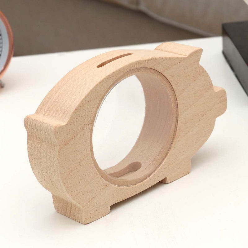 comfrt Piggy Bank Animal Shaped Wooden Transparent Festival for Baby Children Kids(Piglet) - Image 3