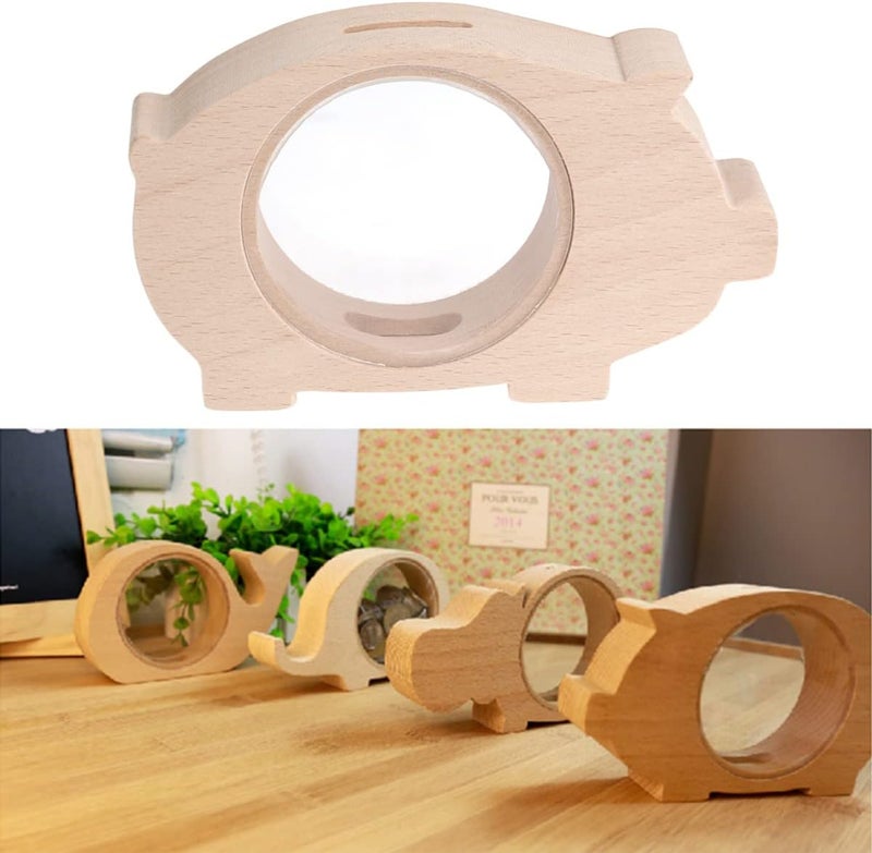 comfrt Piggy Bank Animal Shaped Wooden Transparent Festival for Baby Children Kids(Piglet) - Image 5