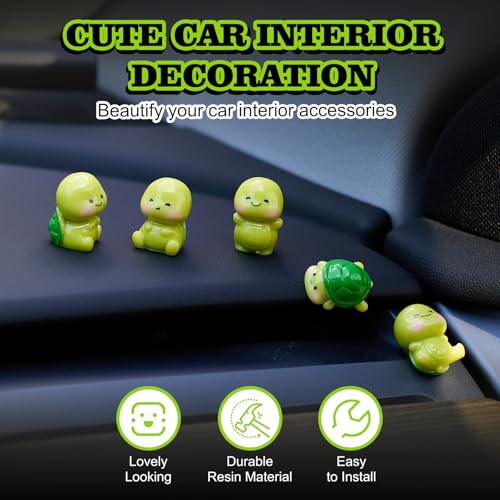 Rislobx 5PCS Tortoise Car Dashboard Decorations, Mini Turtle Cute Car Decor Screen Door Rear View Mirror Ornament Interior Accessories - Image 3