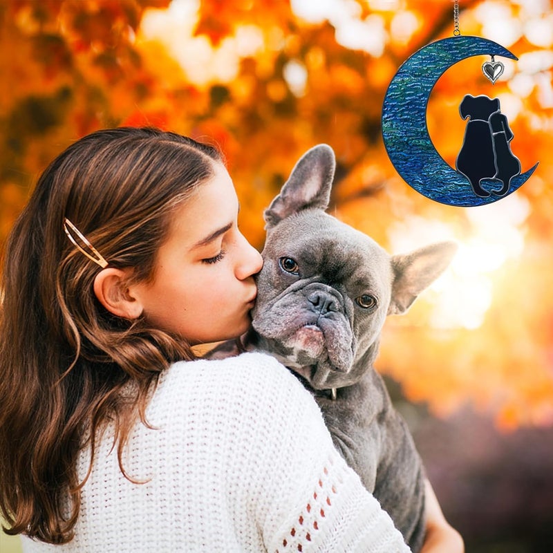 YT3 Studio Double Dog Memorial Gifts for Dog Lovers, Loss of Dog Sympathy Gift, Stained Glass Dog Suncatcher, Pet Memorial Gifts, Pet Sympathy Gifts for Dogs Window Hanging Ornament Remembrance Gift Pet Loss - Image 3