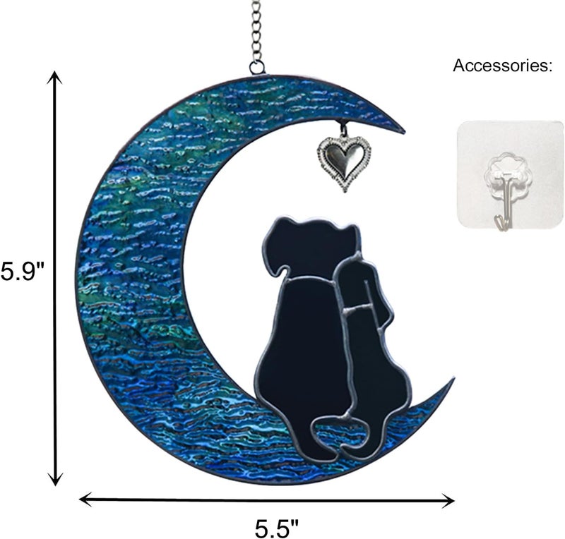 YT3 Studio Double Dog Memorial Gifts for Dog Lovers, Loss of Dog Sympathy Gift, Stained Glass Dog Suncatcher, Pet Memorial Gifts, Pet Sympathy Gifts for Dogs Window Hanging Ornament Remembrance Gift Pet Loss - Image 2