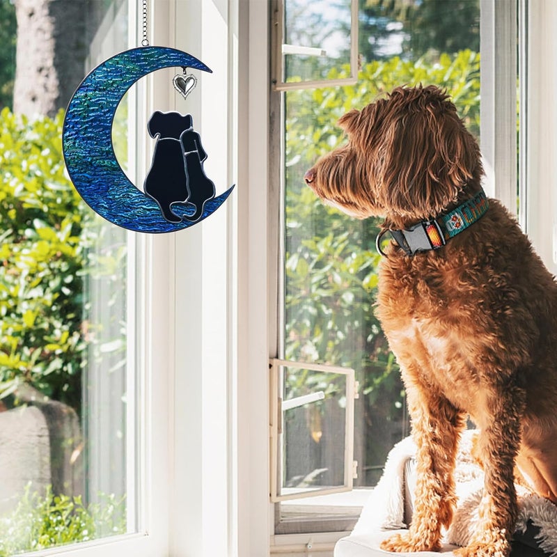 YT3 Studio Double Dog Memorial Gifts for Dog Lovers, Loss of Dog Sympathy Gift, Stained Glass Dog Suncatcher, Pet Memorial Gifts, Pet Sympathy Gifts for Dogs Window Hanging Ornament Remembrance Gift Pet Loss - Image 4