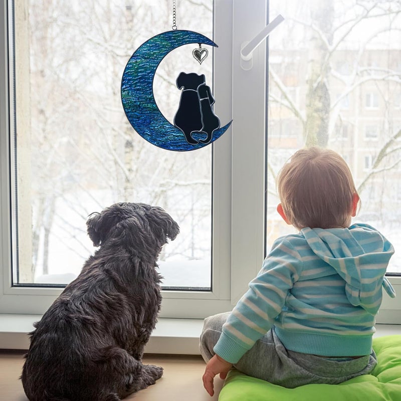YT3 Studio Double Dog Memorial Gifts for Dog Lovers, Loss of Dog Sympathy Gift, Stained Glass Dog Suncatcher, Pet Memorial Gifts, Pet Sympathy Gifts for Dogs Window Hanging Ornament Remembrance Gift Pet Loss - Image 5