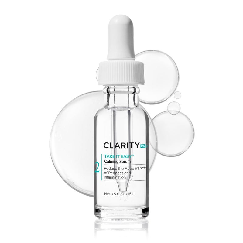 ClarityRx Take It Easy Calming Face Serum, Natural Plant-Based Anti-Redness Treatment for Sensitive Skin & Rosacea (0.5 fl oz)