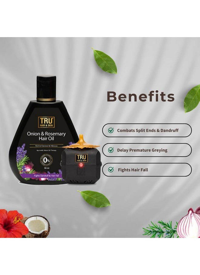 TRU HAIR & Skin Onion & Rosemary Hair Oil With Free Heater | Fights Hair Fall & Promotes Hair Growth -110 Ml | 100% Pure, Natural |  - Image 2