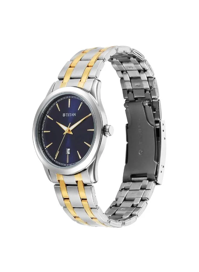 تيتان Men Analog Display Watch With Grey Gold Stainless Steel Strap - 1823BM02